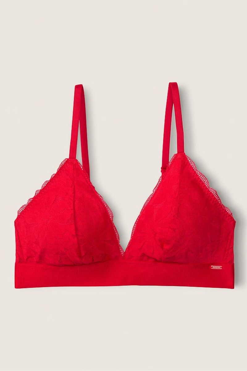 Red Pepper Victoria's Secret Unlined Lace Triangle Bralette | 6495PBRQL