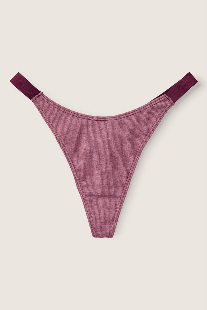 Rich Maroon Purple Victoria\'s Secret Stretch Cotton Cotton High Leg Logo Thong Knickers | 5209LXBFW