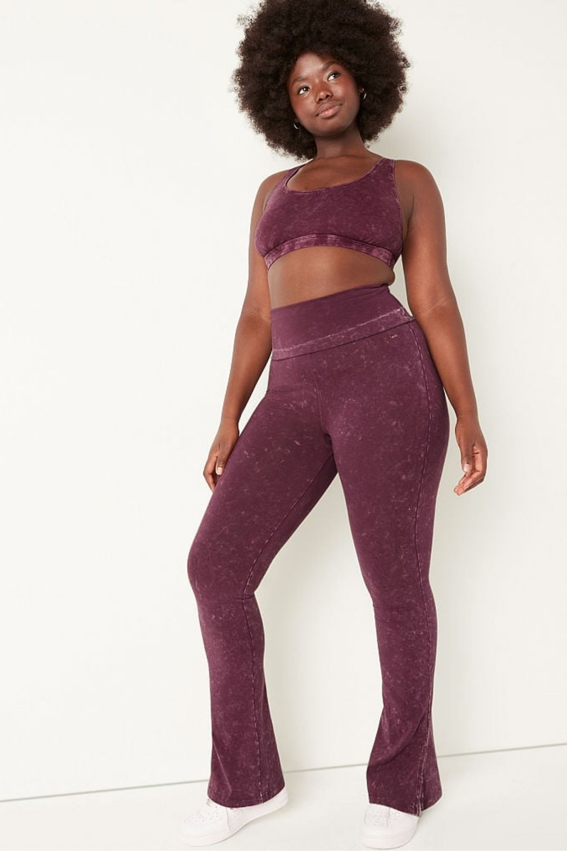 Rich Maroon Red Victoria's Secret Foldover Flare Legging | 0845DQLHI