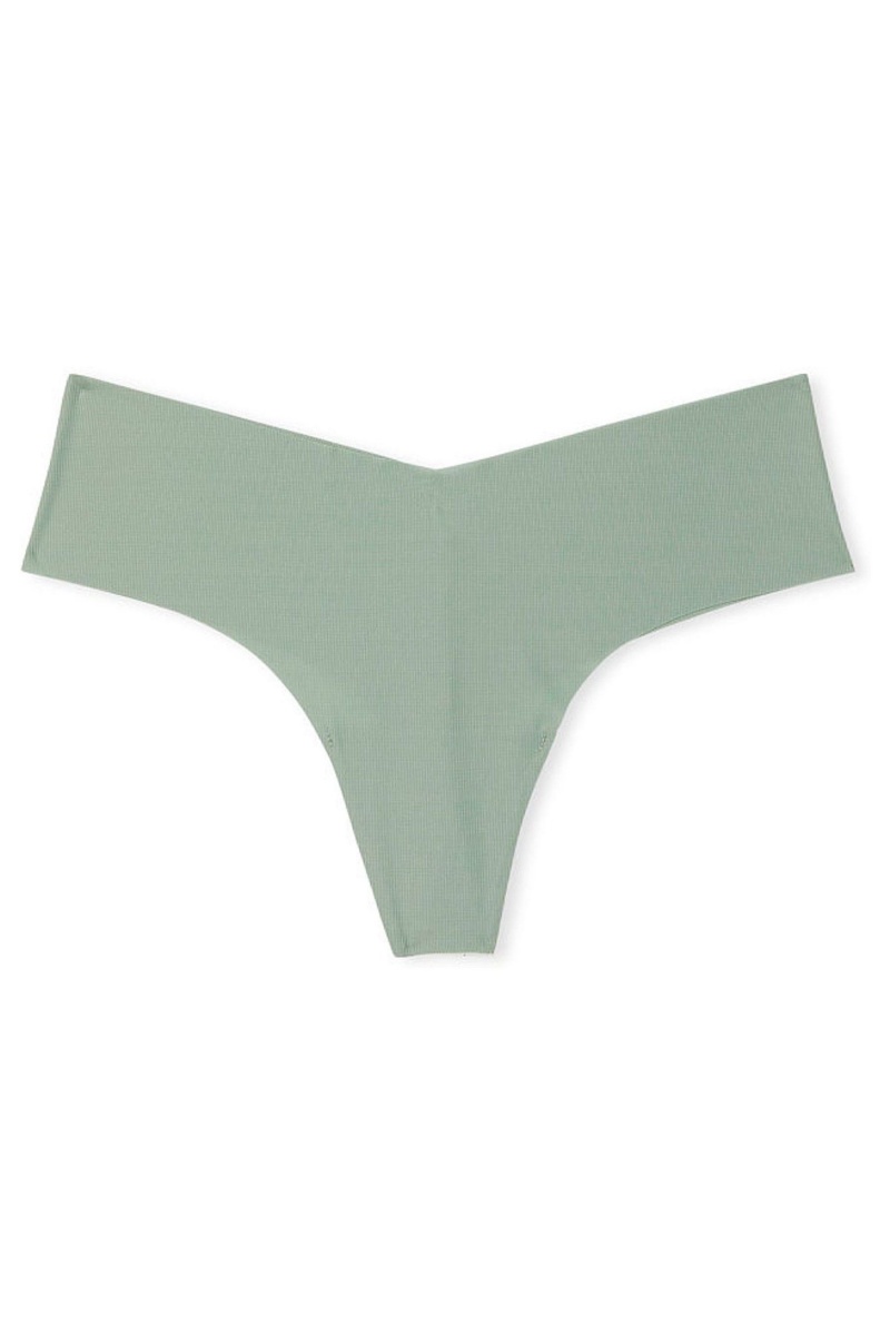 Seasalt Green Victoria's Secret Sexy Illusions by Victorias Secret Ribbed No Show Thong Knickers | 4596IZHSY