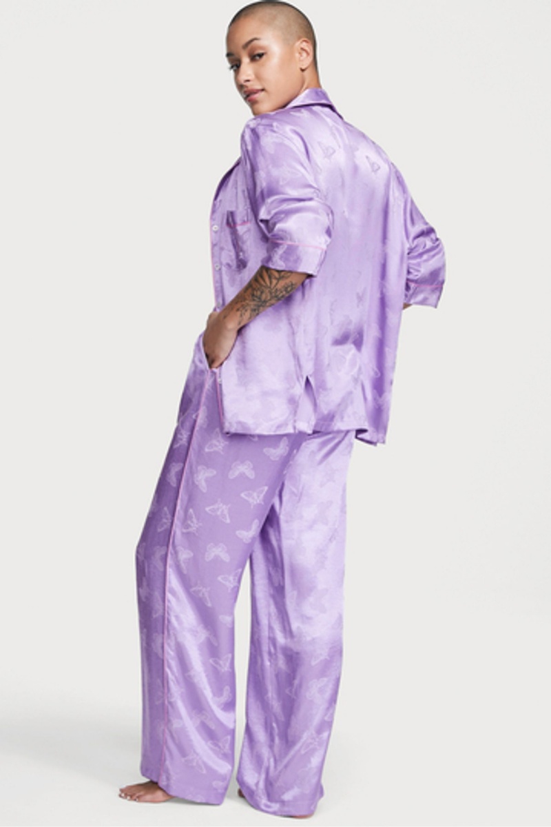 Secret Crush Butterflies Victoria's Secret Satin Long Pyjama Set | 4895YWZUQ