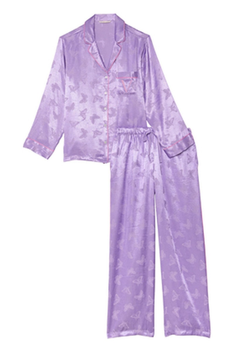 Secret Crush Butterflies Victoria's Secret Satin Long Pyjama Set | 4895YWZUQ