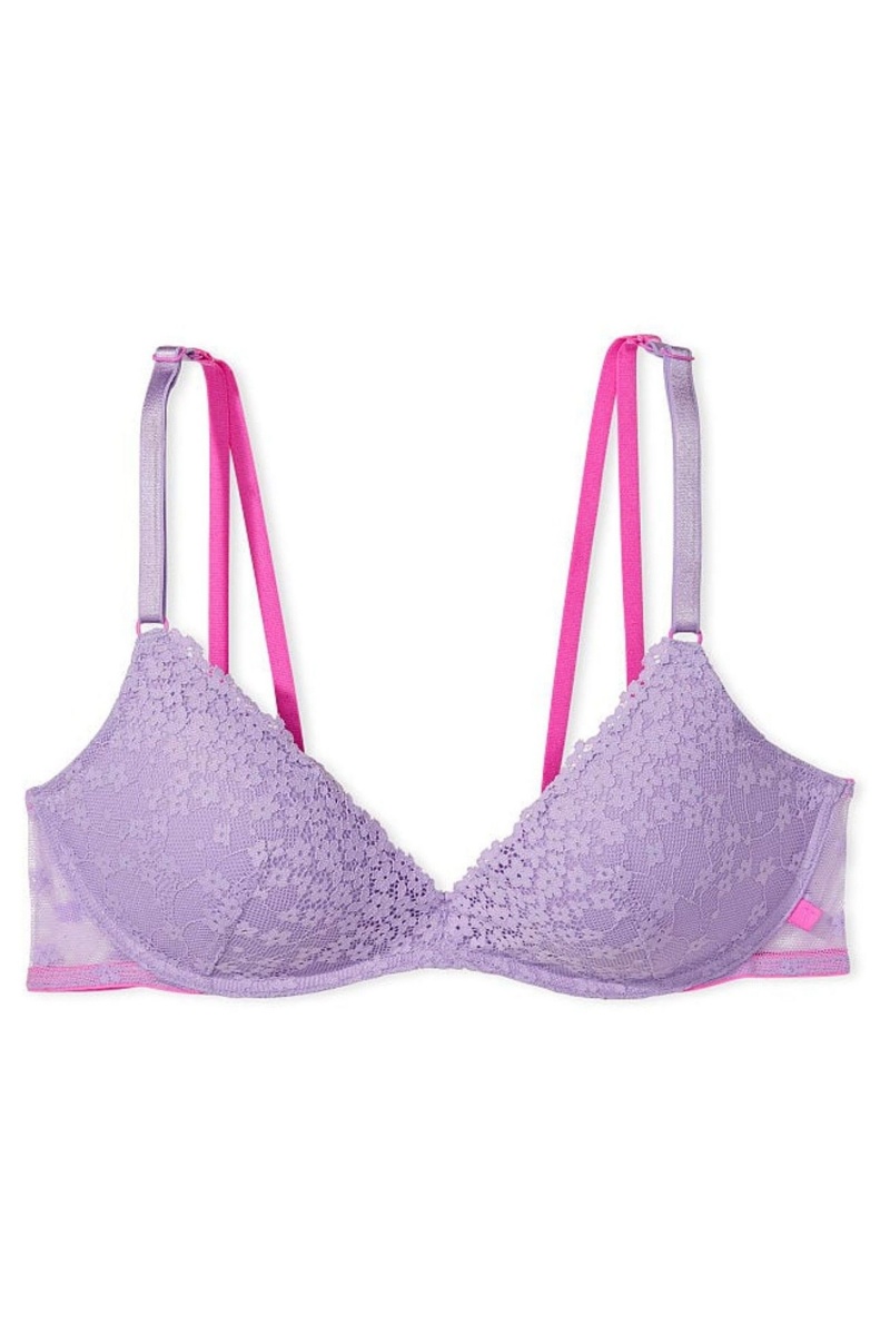 Secret Crush Purple Lace Victoria's Secret Sexy Tee Sexy T-Shirt Non Wired Push Up Bra Lace Bra | 9320DKXNO