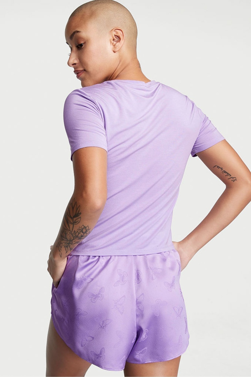 Secret Crush Purple Victoria's Secret Modal and Satin Short Pyjamas | 9583EYPSN