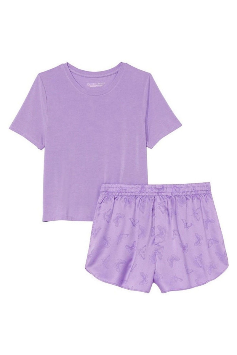 Secret Crush Purple Victoria's Secret Modal and Satin Short Pyjamas | 9583EYPSN