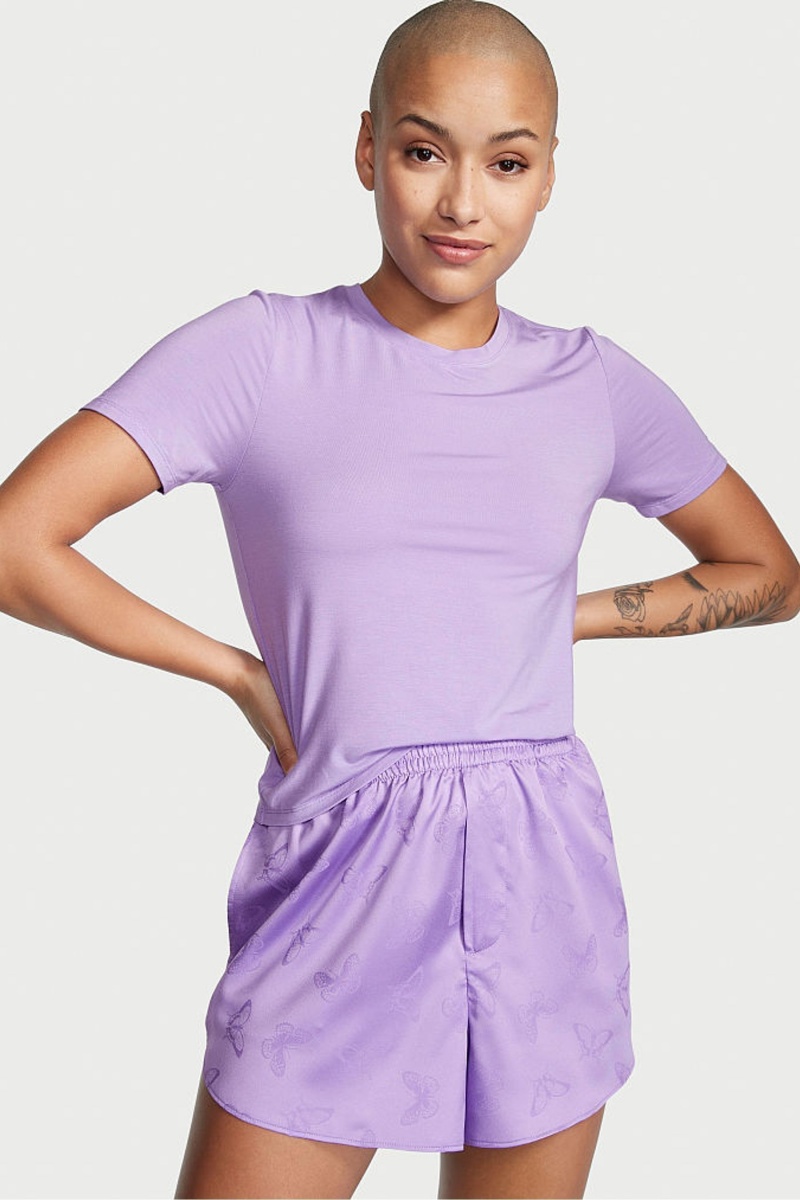 Secret Crush Purple Victoria\'s Secret Modal and Satin Short Pyjamas | 9583EYPSN