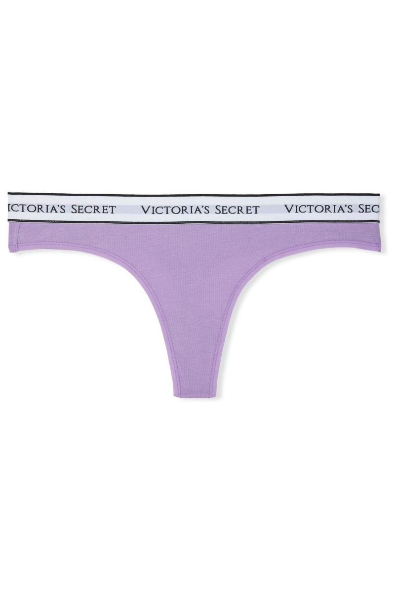 Secret Crush Purple Victoria's Secret Stretch Cotton Logo Knickers | 9147AZGKL