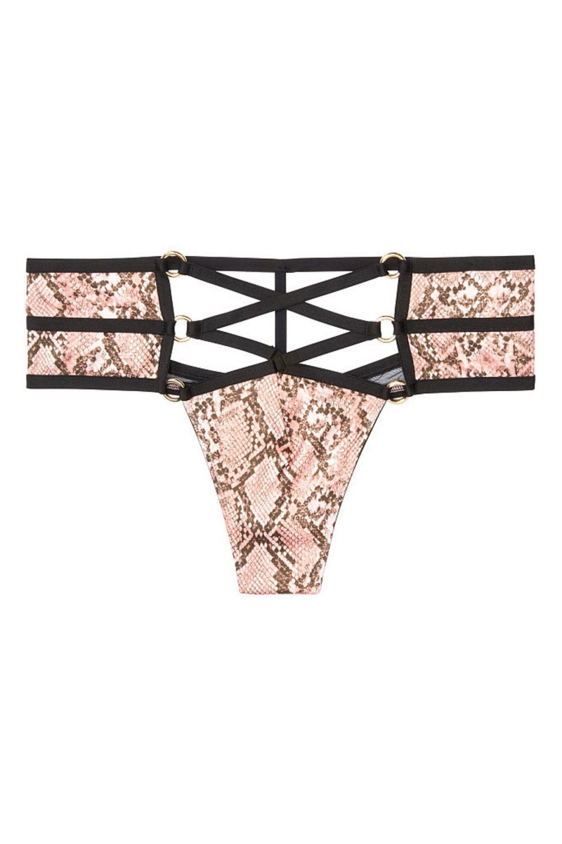 Snake Print Nude Victoria's Secret Very Sexy Strappy Hardware Thong Knickers | 1840MWSGV