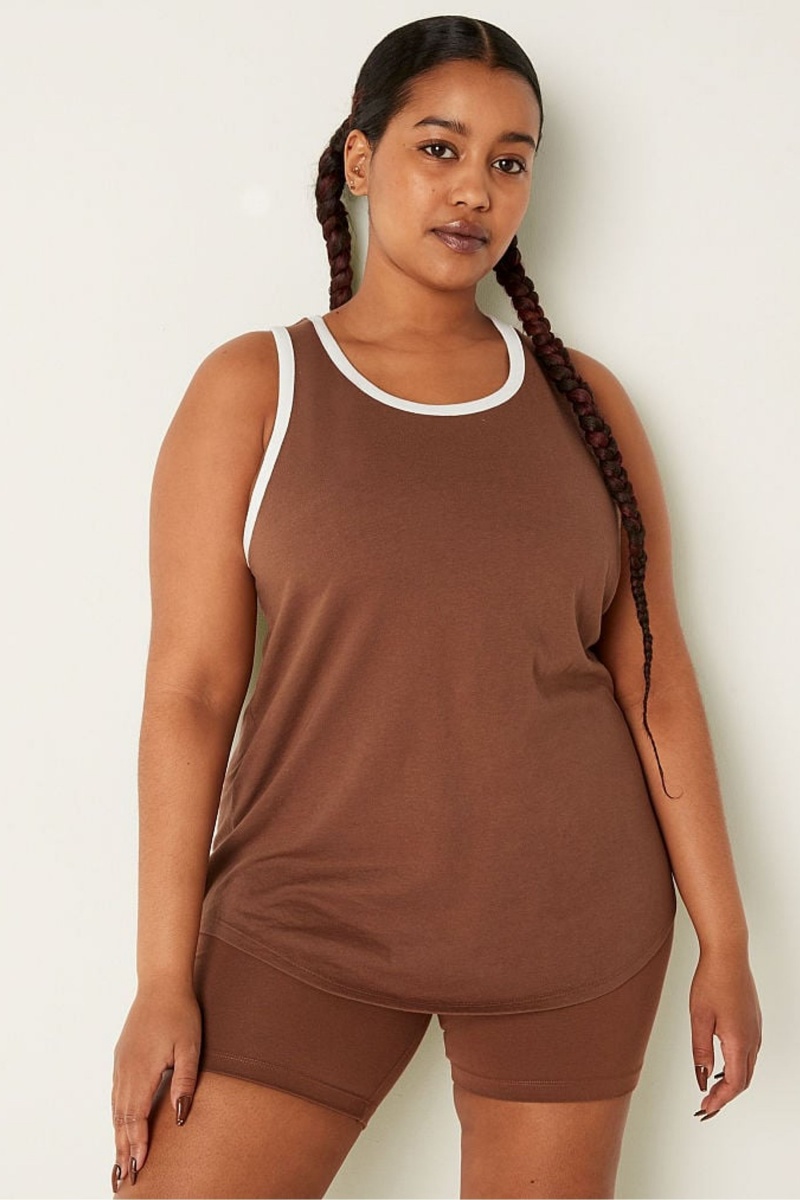 Soft Cappuccino Brown Victoria\'s Secret Everyday Ringer Tank | 4137OKXUQ