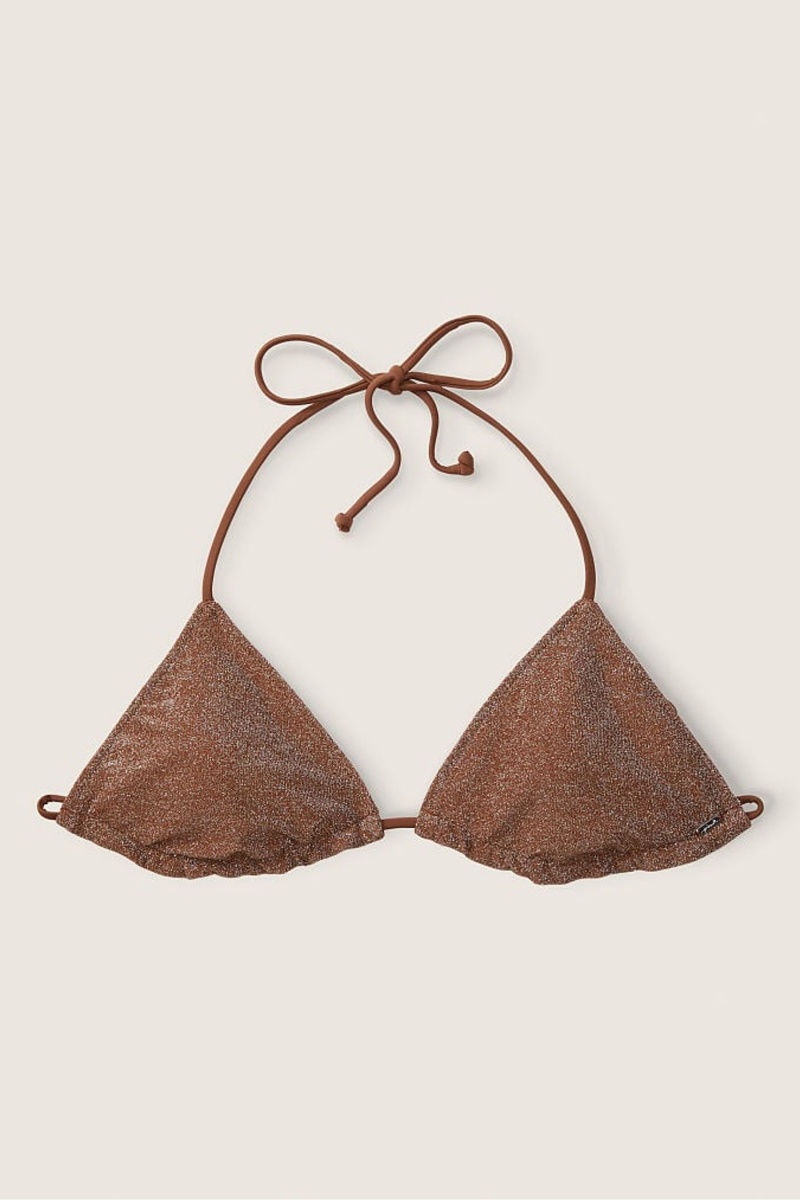 Soft Cappuccino Brown Victoria's Secret Shimmer Push Up Bikini Top | 4281GEJZM