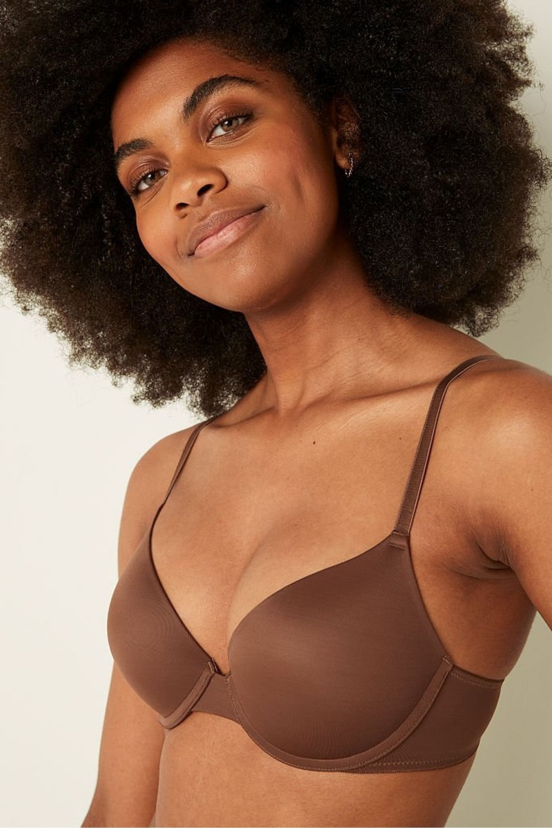 Soft Cappuccino Brown Victoria's Secret Wear Everywhere Wear Everywhere Smooth Push Up T-Shirt Bra | 5089VXRCZ