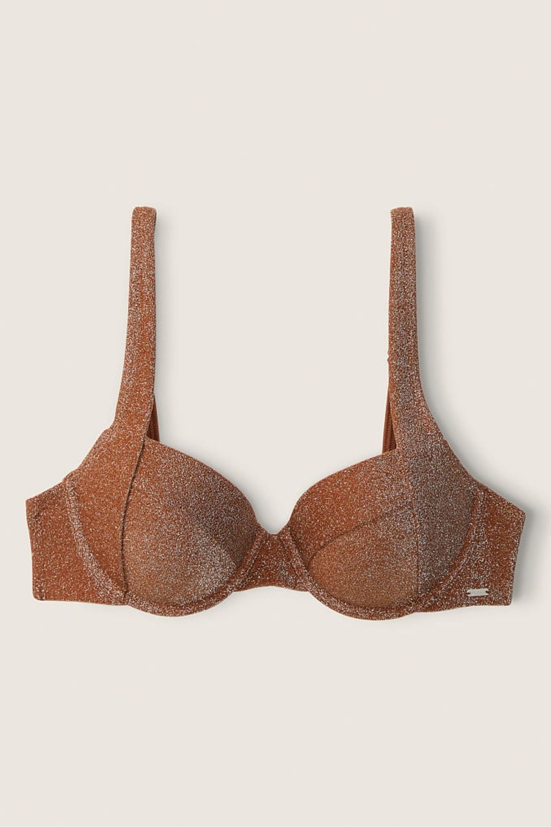 Soft Cappucino Victoria's Secret Shimmer Push Up Bikini Top | 1970CUIOF