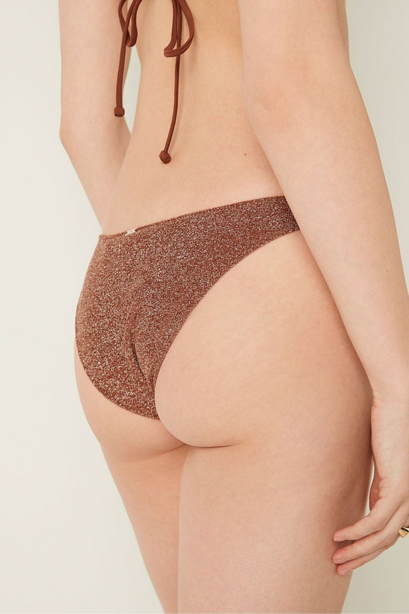 Soft Cappucino Victoria's Secret Shimmer High Waist Cheeky Bikini Bottom | 2168WTNFS