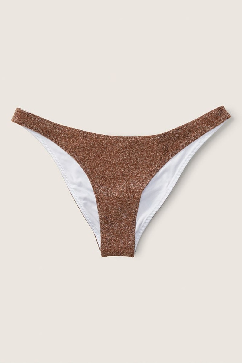 Soft Cappucino Victoria's Secret Shimmer High Waist Cheeky Bikini Bottom | 2168WTNFS