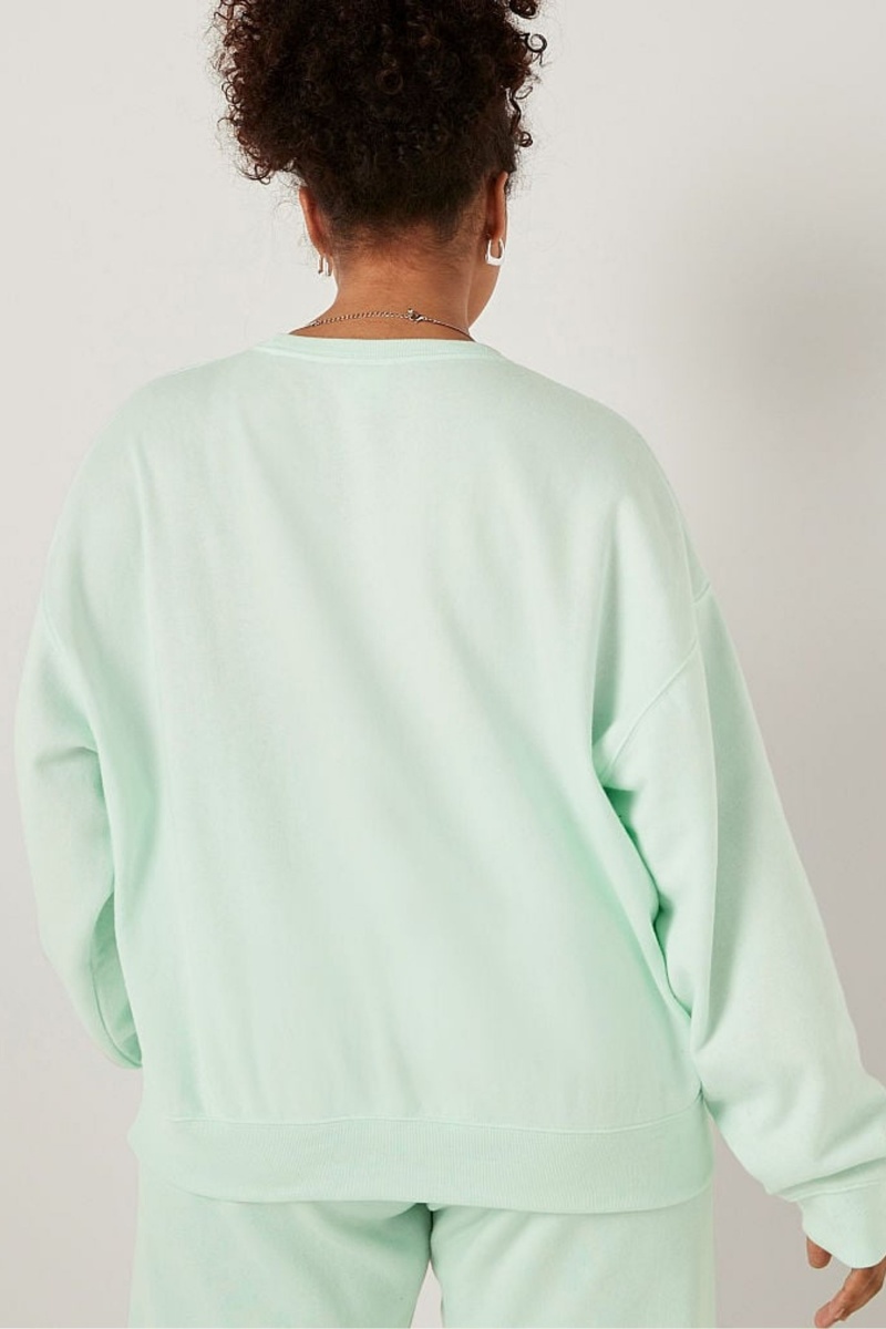 Spring Rain Green Victoria's Secret Fleece Long Sleeve Sweatshirt | 9276SFAXP