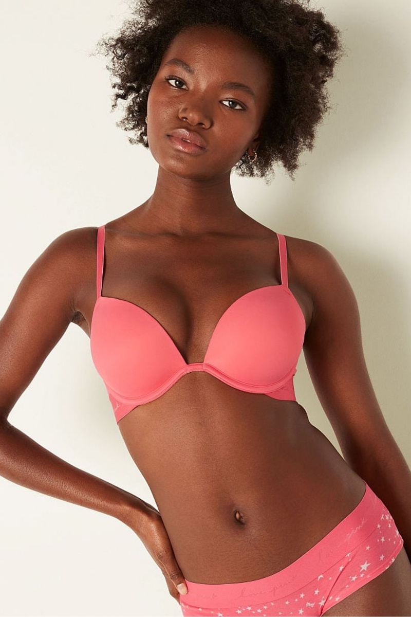 Sunkissed Pink Victoria\'s Secret Wear Everywhere Smooth Push Up T-Shirt Bra | 9407MGNQP