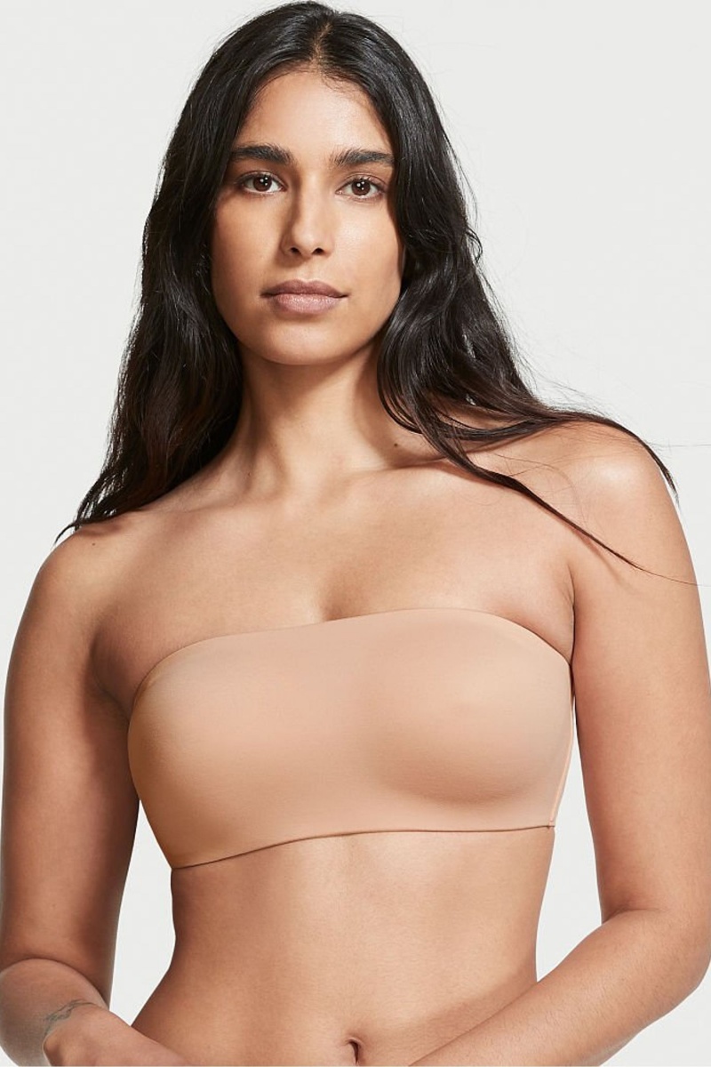 Sweet Nougat Nude Victoria\'s Secret Love Cloud Smooth Lightly Lined Non Wired Strapless Bra | 3906UAEGW