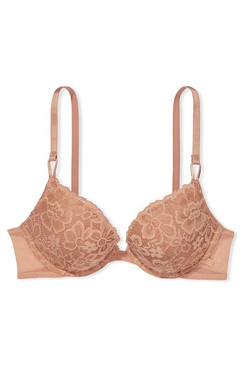 Sweet Praline Nude Victoria's Secret Sexy Tee Lace T-Shirt Push Up Bra | 7184RWQUS