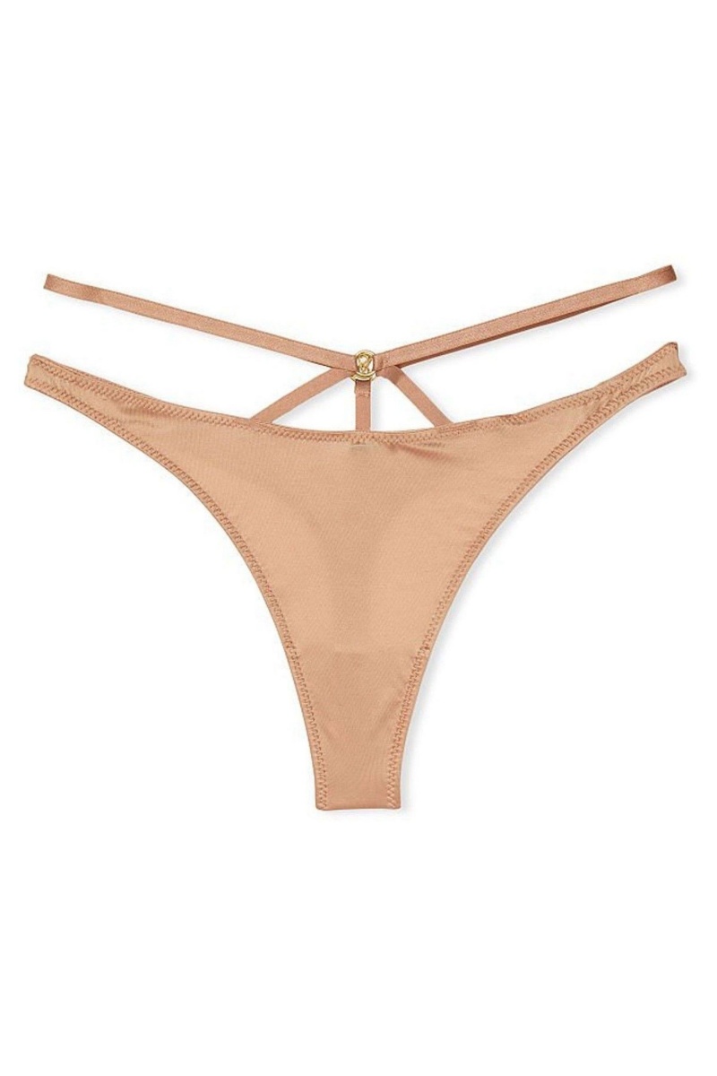 Sweet Praline Nude Victoria's Secret Very Sexy Strappy Thong Knickers | 9816DKEAL