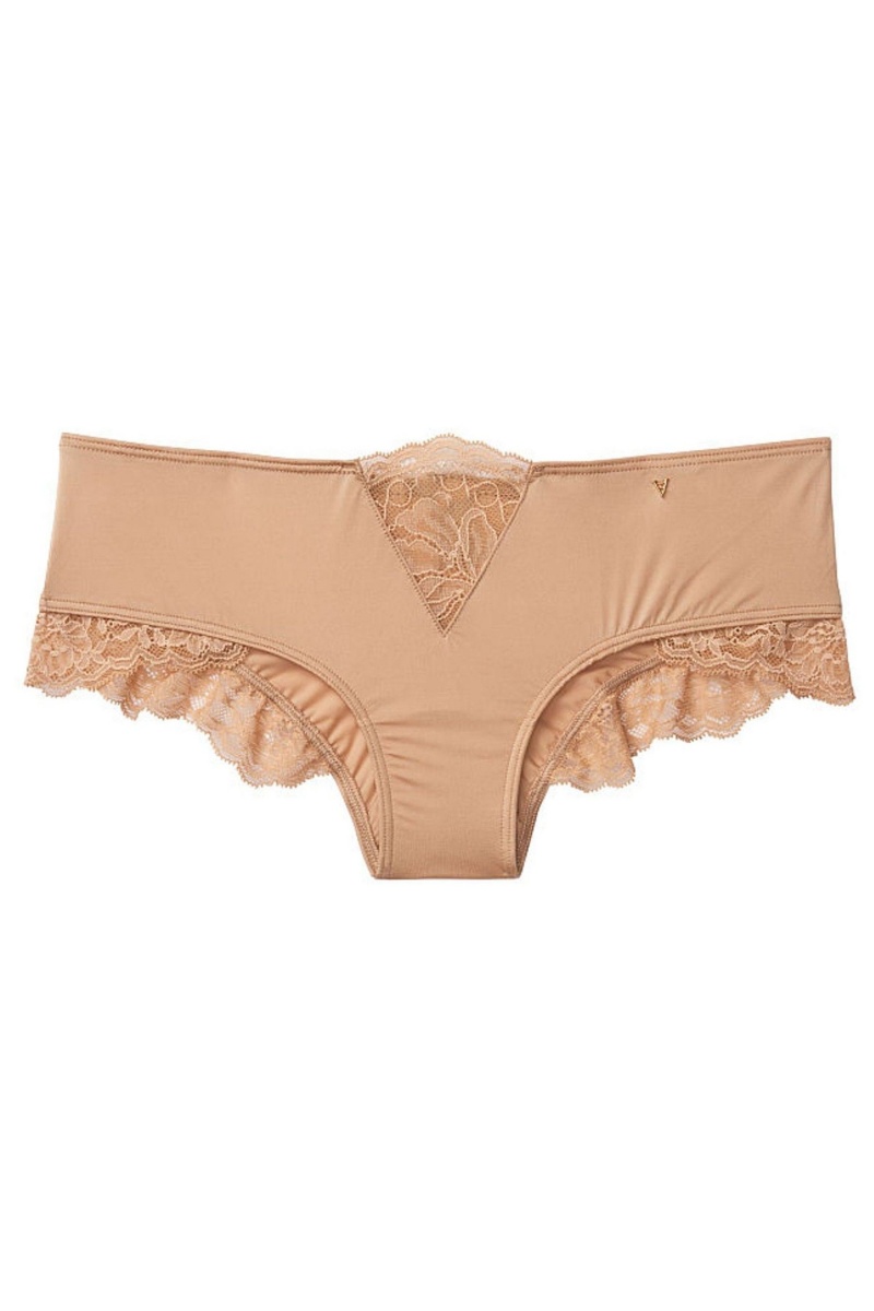 Sweet Praline Nude Victoria's Secret Very Sexy Lace Trim Thong Knickers | 4160LKQDO