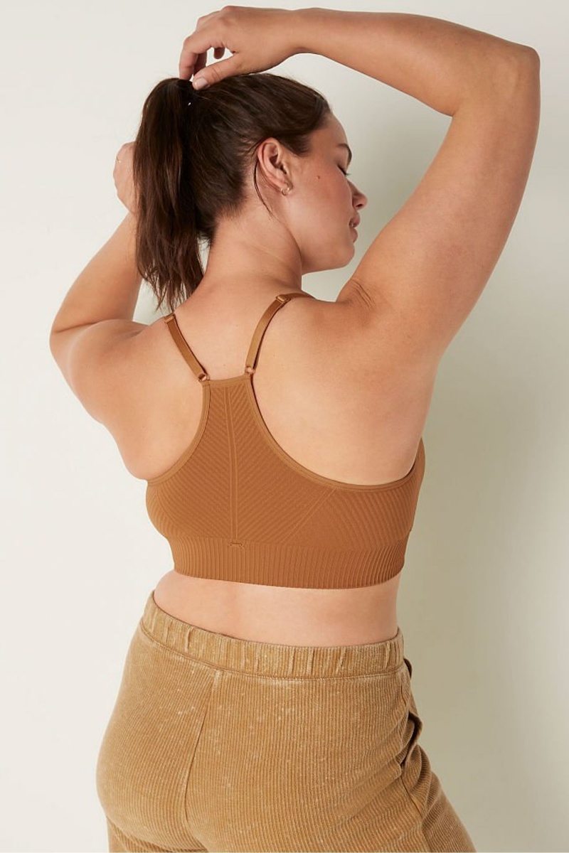 Warm Brown Victoria's Secret Seamless Seamless Lightly Lined Low Impact Sports Bra | 4761HJOZP