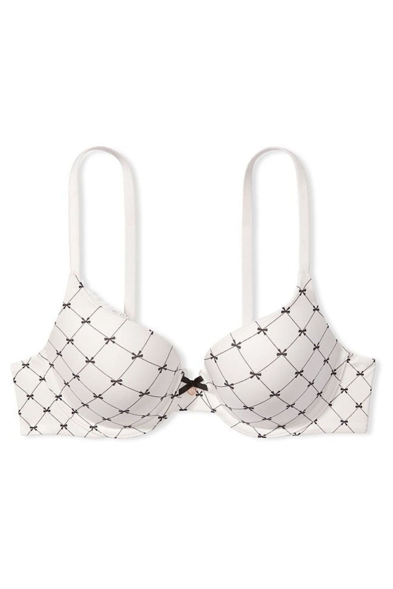 White Classic Bow Victoria's Secret Body by Victoria Smooth Full Cup Push Up Bra | 1469XABUC