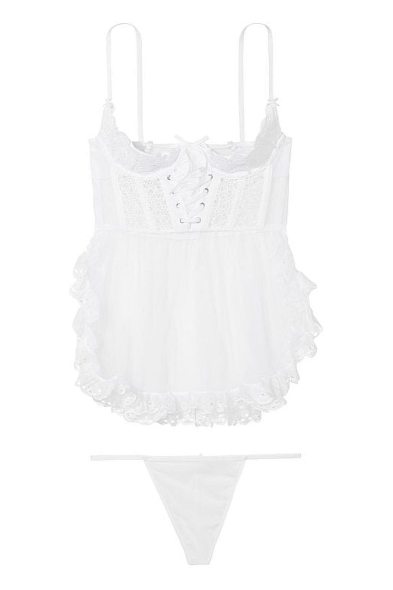 White Victoria's Secret Broderie Open Cup Babydoll | 3817OQTFY