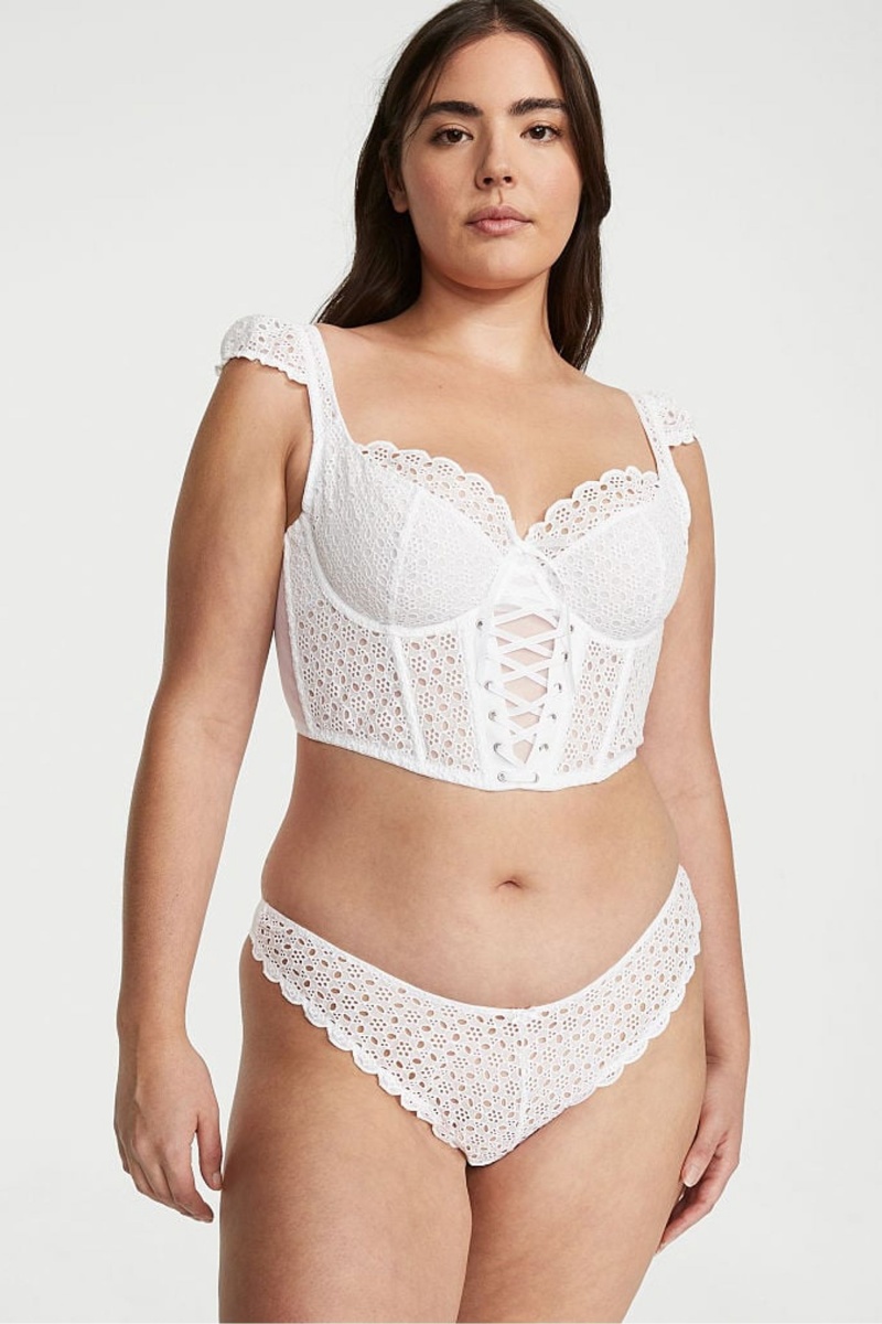 White Victoria's Secret Dream Angels Broderie Scalloped Trim Bra | 8417YTREG