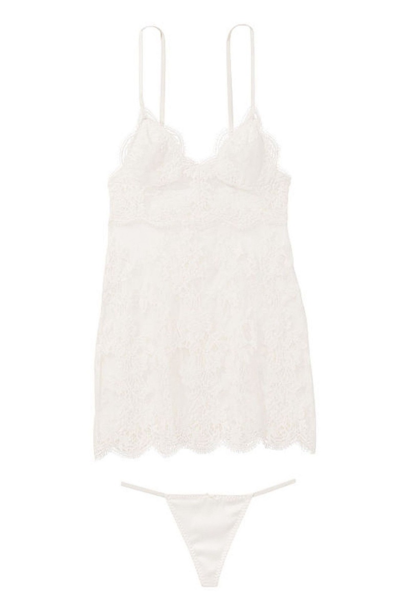 White Victoria's Secret Sheer Lace Slip | 5604ZIBHQ