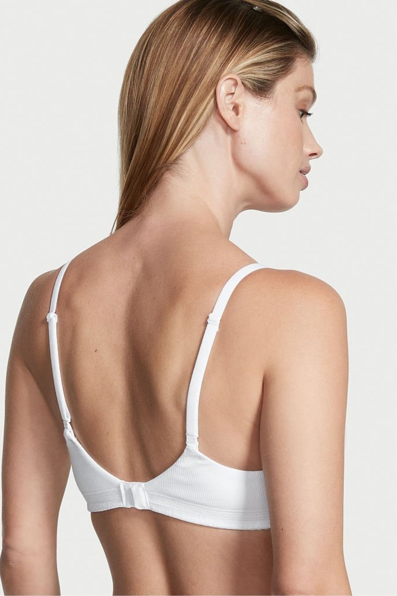 White Victoria's Secret The T-Shirt Lace Trim Full Cup Push Up T-Shirt Bra | 7421FBEIT