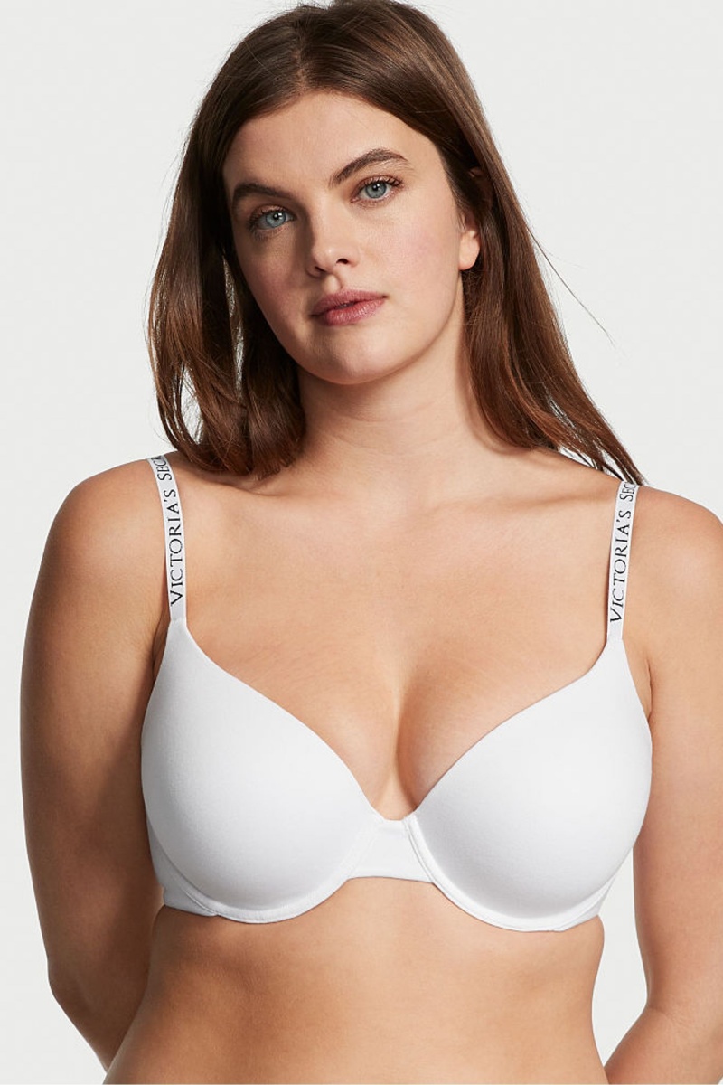 White Victoria's Secret The T-Shirt Lightly Lined Demi Logo Bra | 0269DTMXJ