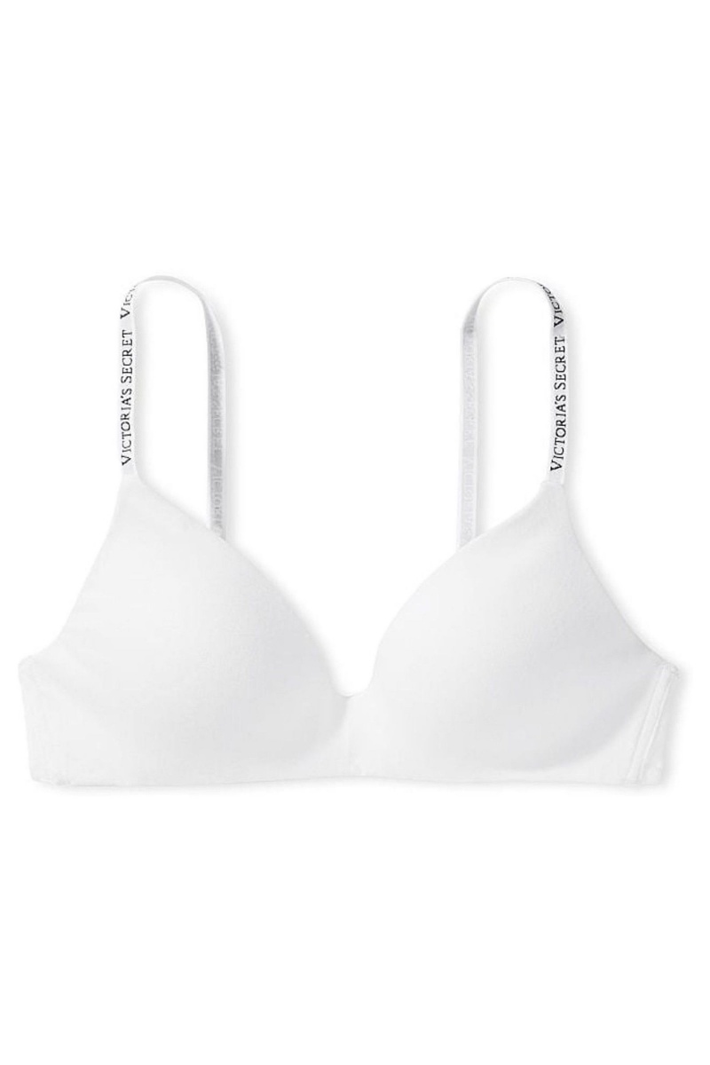 White Victoria's Secret The T-Shirt Non Wired Logo T-Shirt Bra | 8509XDMGL