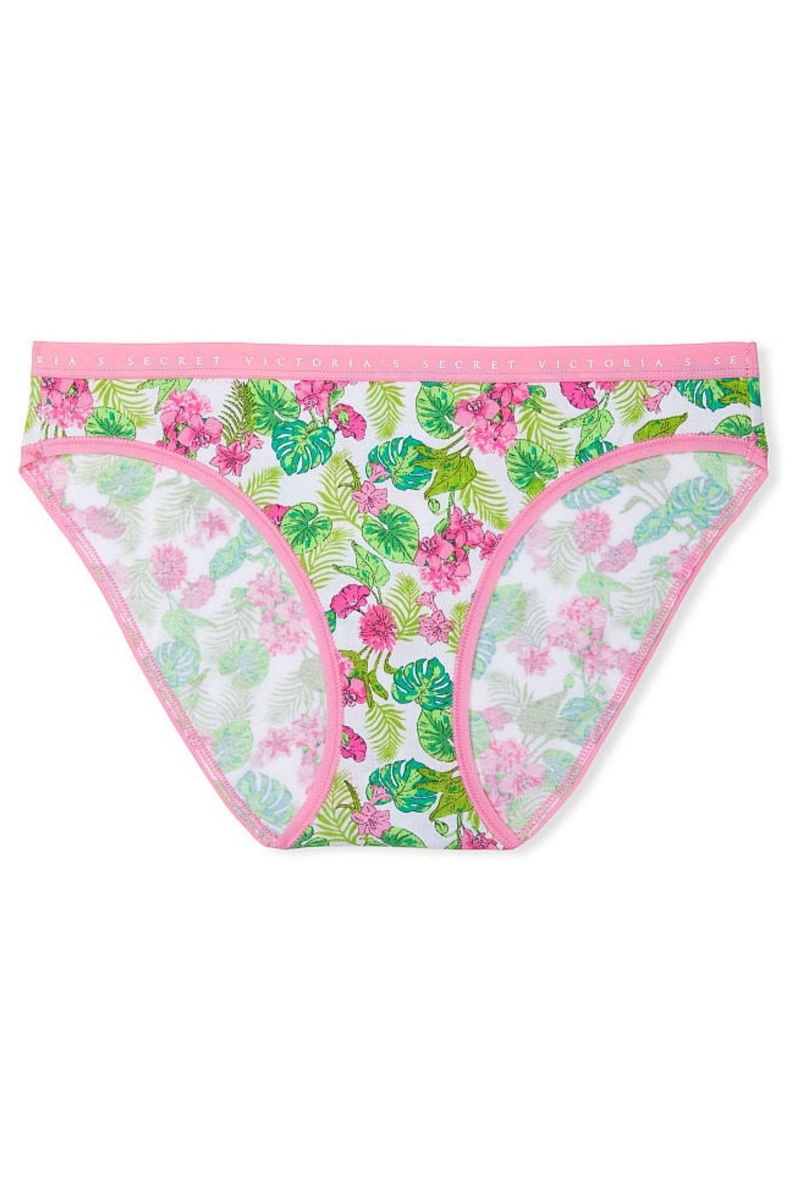 Whtie Tropical Oasis Victoria's Secret Stretch Cotton Cotton Bikini Knickers | 5946MVESP